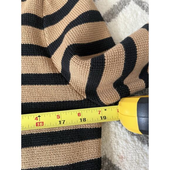J. CREW Women's 2024 Lady Camel Black Striped Knit Cardigan Sweater Jacket Sz S - Picture 10 of 12